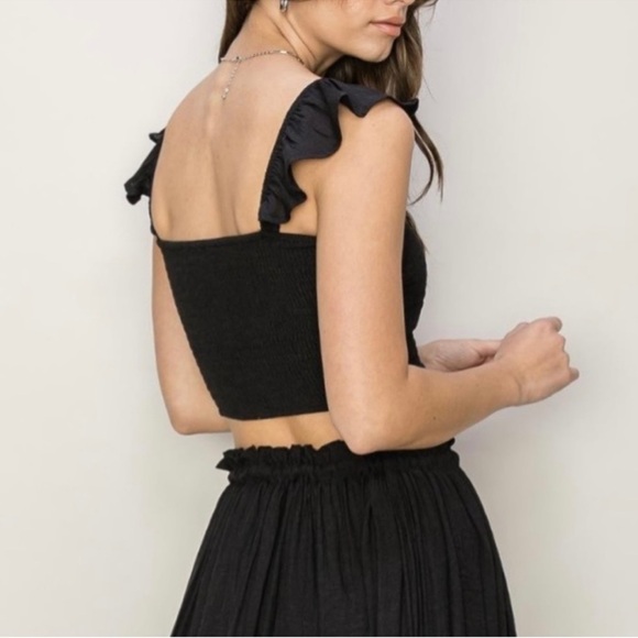 🖤LAST2️⃣🖤New Positano Smocked Black Top Maxi Skirt Set - Picture 4 of 7